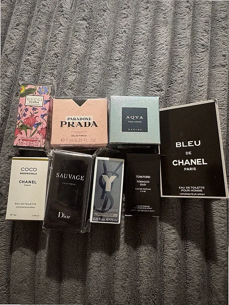 8 PC Mini Designer Fragrances Gucci Prada Bvlgari Chanel Dior YSL Tom Ford